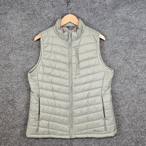 Women's Quilted Eddie Bauer Packable  Vest in Light Gray
